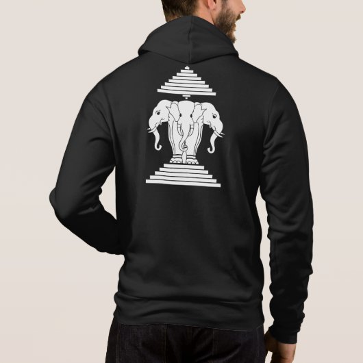 Weg drie kopende olifant Lao/Laos vlag Hoodie (Achterkant)
