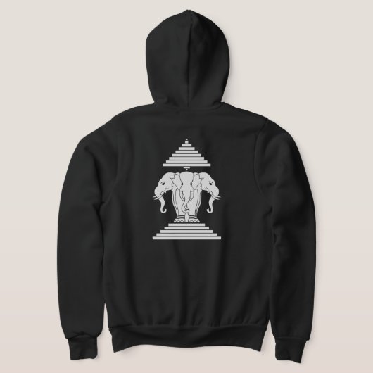 Weg drie kopende olifant Lao/Laos vlag Hoodie (Laag Achter)