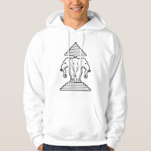 Weg drie kopende olifant Lao/Laos vlag Hoodie