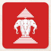 Weg drie kopende olifant Lao/Laos vlag Kartonnen Onderzetters (Voorkant)