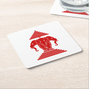 Weg drie kopende olifant Lao/Laos vlag Kartonnen Onderzetters