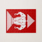 Weg drie kopende olifant Lao/Laos vlag Legpuzzel (Horizontaal)