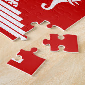 Weg drie kopende olifant Lao/Laos vlag Legpuzzel (Zijkant)