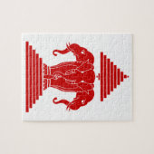 Weg drie kopende olifant Lao/Laos vlag Legpuzzel (Horizontaal)