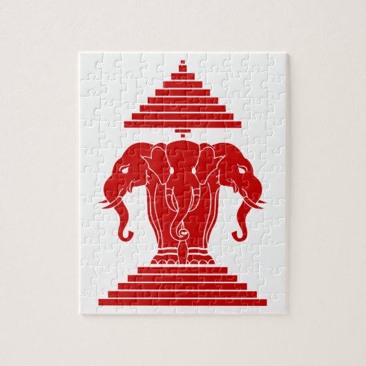 Weg drie kopende olifant Lao/Laos vlag Legpuzzel (Verticaal)