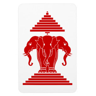 Weg drie kopende olifant Lao/Laos vlag Magneet