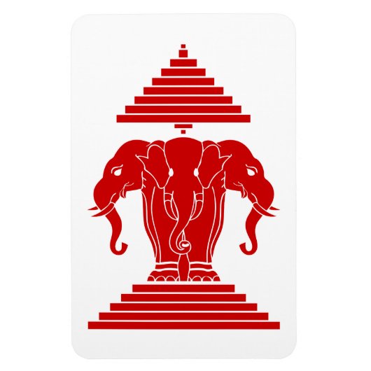 Weg drie kopende olifant Lao/Laos vlag Magneet (Verticaal)