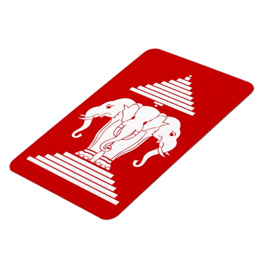 Weg drie kopende olifant Lao/Laos vlag Magneet (Linkerzijde)