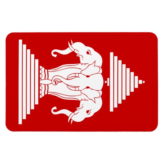 Weg drie kopende olifant Lao/Laos vlag Magneet (Horizontaal)