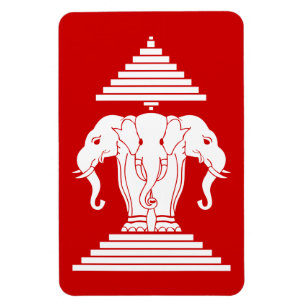 Weg drie kopende olifant Lao/Laos vlag Magneet