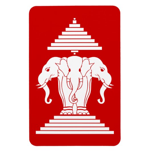 Weg drie kopende olifant Lao/Laos vlag Magneet (Verticaal)