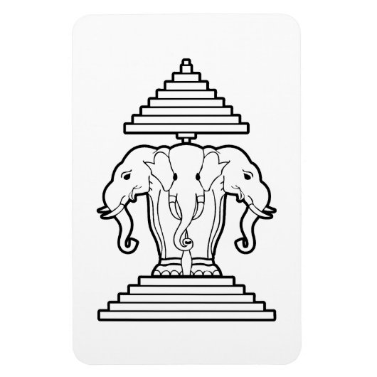 Weg drie kopende olifant Lao/Laos vlag Magneet (Verticaal)