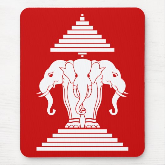 Weg drie kopende olifant Lao/Laos vlag Muismat (Voorkant)