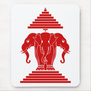 Weg drie kopende olifant Lao/Laos vlag Muismat