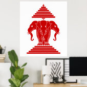Weg drie kopende olifant Lao/Laos vlag Poster (Thuiskantoor)