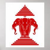 Weg drie kopende olifant Lao/Laos vlag Poster (Voorkant)