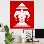 Weg drie kopende olifant Lao/Laos vlag Poster (Thuiskantoor)