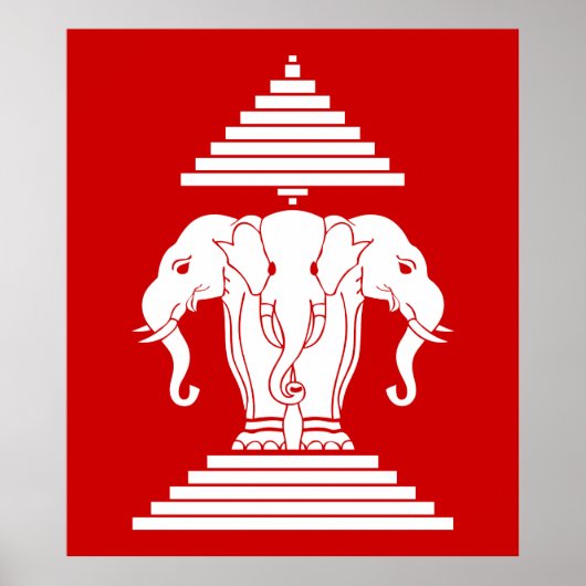 Weg drie kopende olifant Lao/Laos vlag Poster (Voorkant)