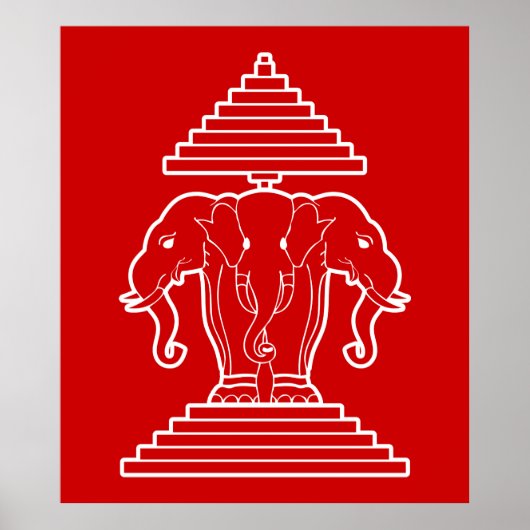 Weg drie kopende olifant Lao/Laos vlag Poster (Voorkant)