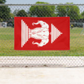 Weg drie kopende olifant Lao/Laos vlag Spandoek (Insitu)