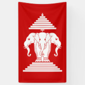 Weg drie kopende olifant Lao/Laos vlag Spandoek (Verticaal)