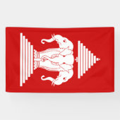 Weg drie kopende olifant Lao/Laos vlag Spandoek (Horizontaal)