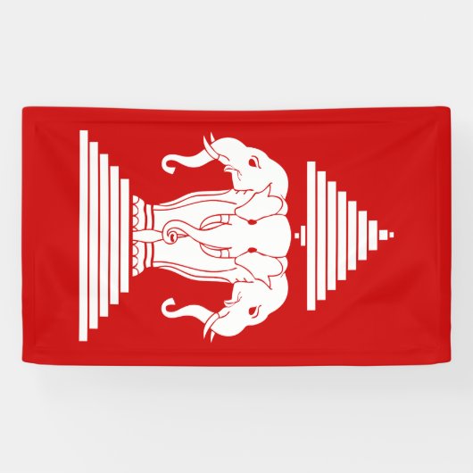 Weg drie kopende olifant Lao/Laos vlag Spandoek (Horizontaal)