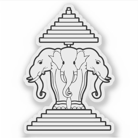 Weg drie kopende olifant Lao/Laos vlag Sticker (Voorkant)