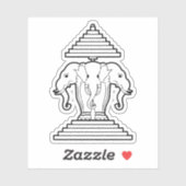Weg drie kopende olifant Lao/Laos vlag Sticker (Vel)