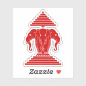 Weg drie kopende olifant Lao/Laos vlag Sticker (Vel)