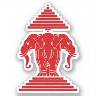 Weg drie kopende olifant Lao/Laos vlag Sticker