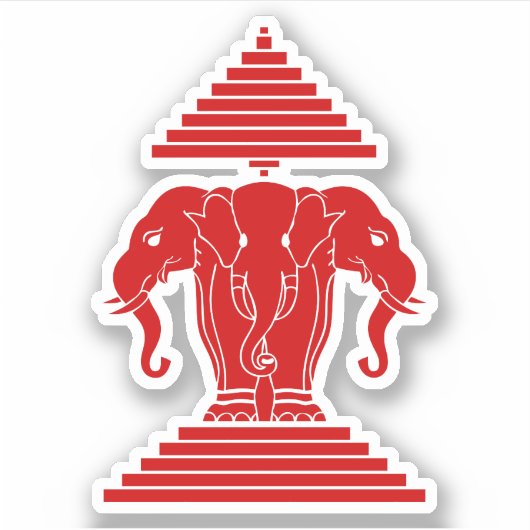 Weg drie kopende olifant Lao/Laos vlag Sticker (Voorkant)