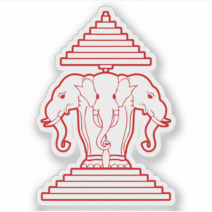 Weg drie kopende olifant Lao/Laos vlag Sticker