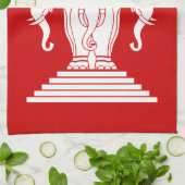 Weg drie kopende olifant Lao/Laos vlag Theedoek (Gevouwen)