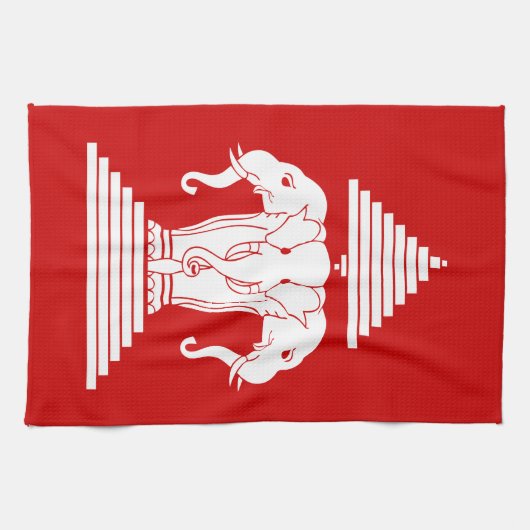 Weg drie kopende olifant Lao/Laos vlag Theedoek (Horizontaal)