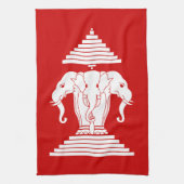 Weg drie kopende olifant Lao/Laos vlag Theedoek (Verticaal)