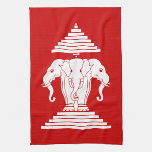 Weg drie kopende olifant Lao/Laos vlag Theedoek