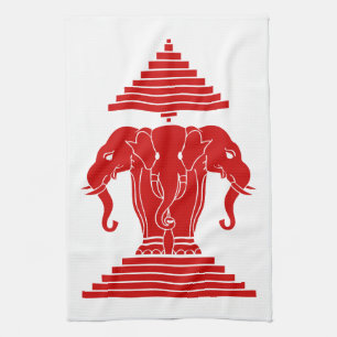Weg drie kopende olifant Lao/Laos vlag Theedoek