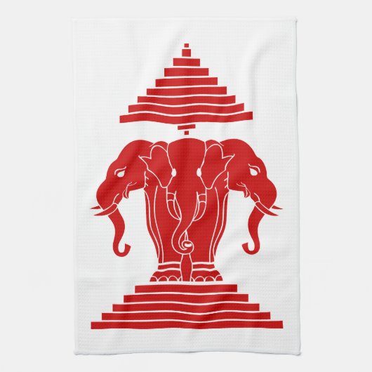 Weg drie kopende olifant Lao/Laos vlag Theedoek (Verticaal)