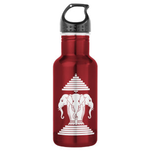 Weg drie kopende olifant Lao/Laos vlag Waterfles