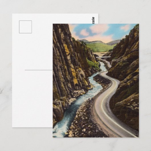  weg en rivier door de bergen briefkaart (Voorkant / Achterkant)