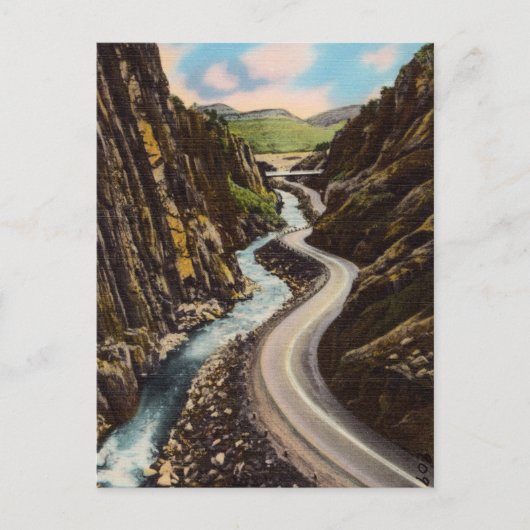  weg en rivier door de bergen briefkaart (Voorkant)