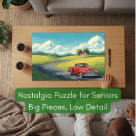 Weg en rode pick-up truck uit de jaren 50 voor sen legpuzzel