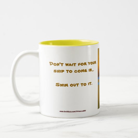 Weg er maar mee - Geel door TDGallery Tweekleurige Koffiemok (Links)