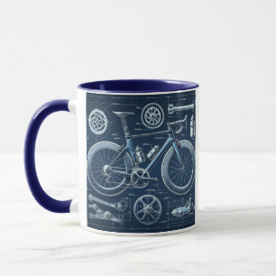 Weg, Fietsschets, Koffie Mok, Blauw Artistiek, Mok