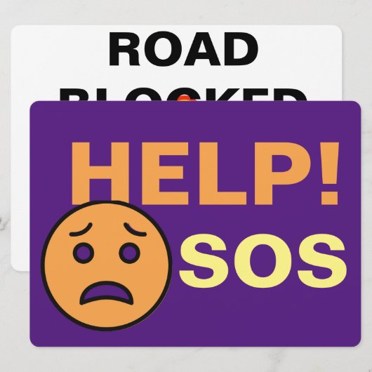 Weg geblokkeerd, hulpautoteken feestdagenkaart (Voorkant / Achterkant)