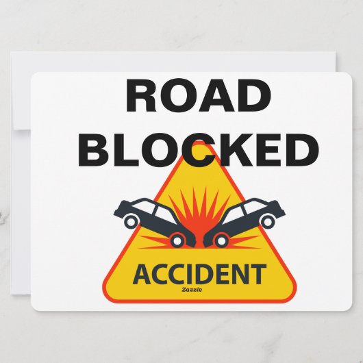 Weg geblokkeerd, hulpautoteken feestdagenkaart (Achterkant)