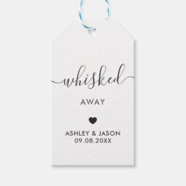 Weg gedraaid, Whisk Favor, Labels met weddenschap Cadeaulabel