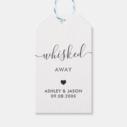 Weg gedraaid, Whisk Favor, Labels met weddenschap Cadeaulabel (Voorkant)