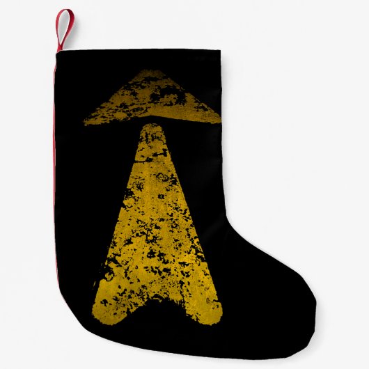 Weg Gele Pijl Geschilderd Kleine Kerstsok (Voorkant)